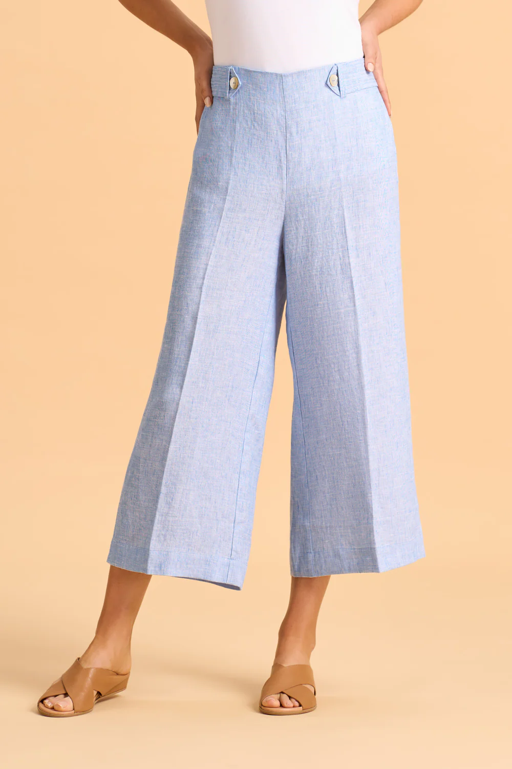 Waist Tab Linen Culotte - Chambray Cross Dye - Skullriy