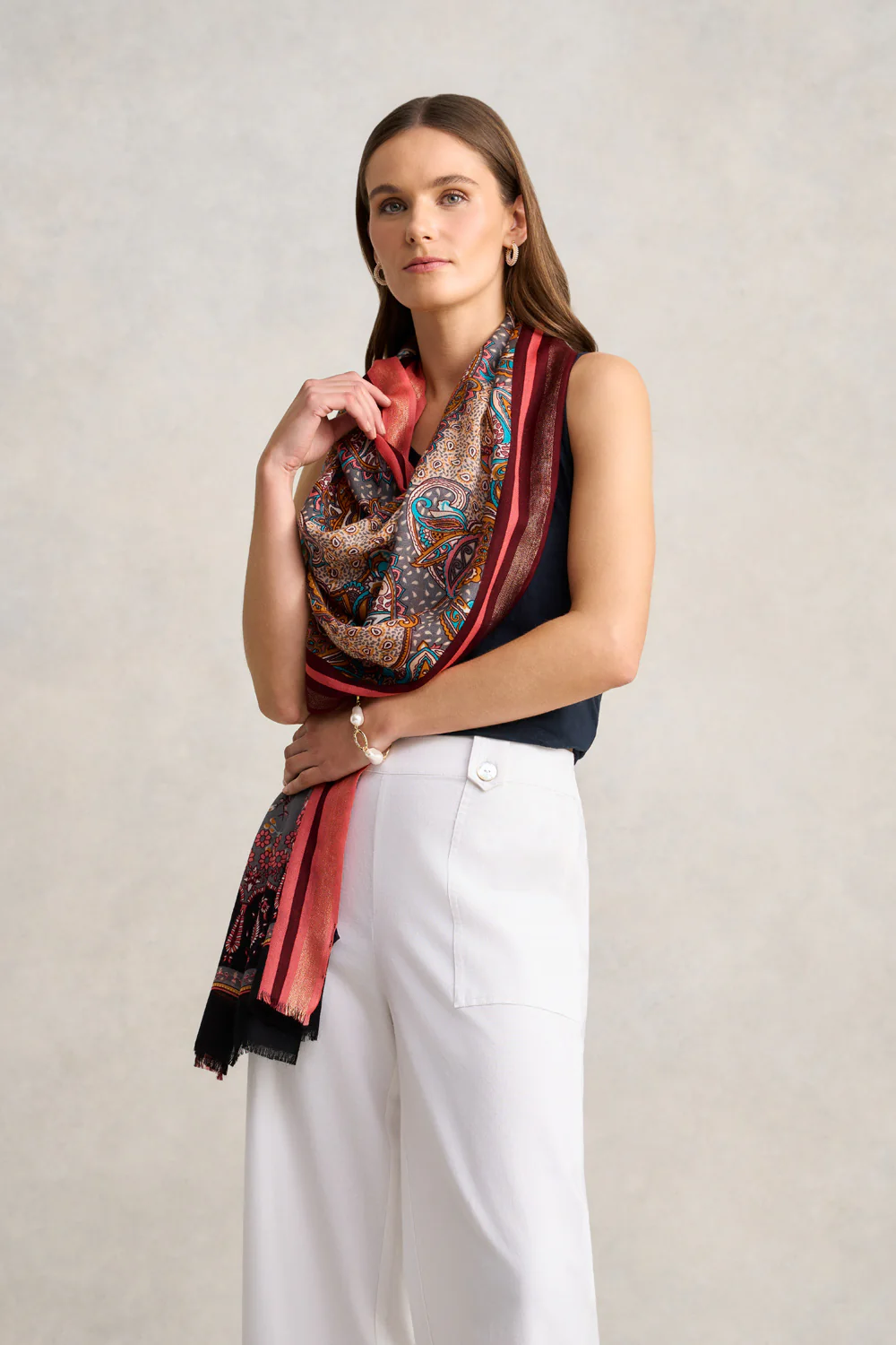 Floral Paisley Scarf  C Multicolour - Skullriy