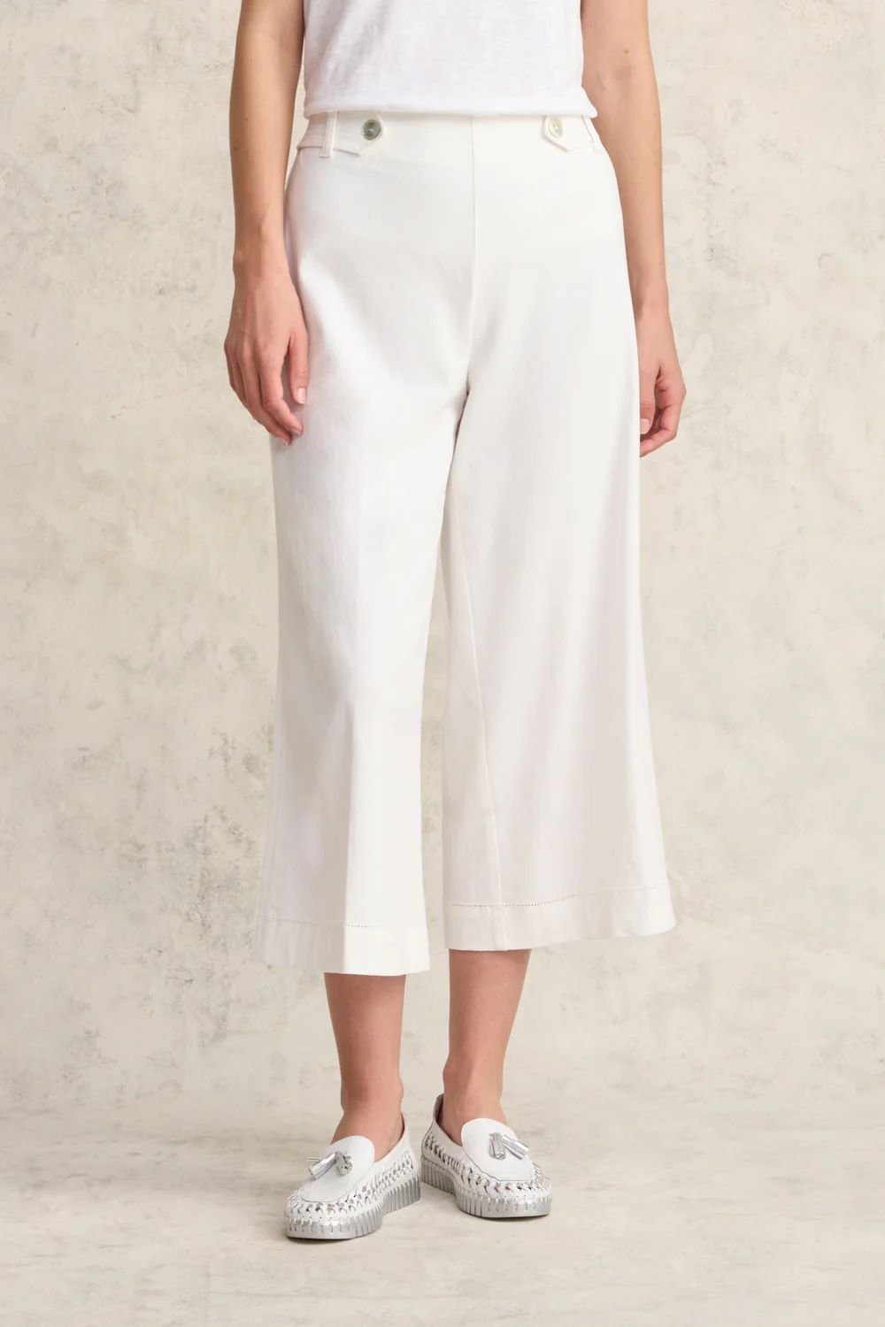 Linen Culotte - White - Skullriy