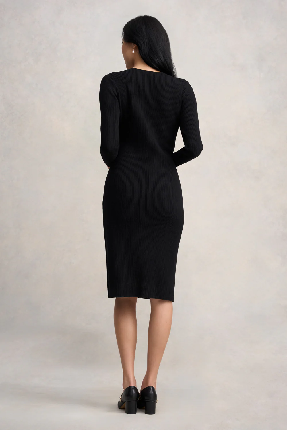 Wrap Detail Knit Dress - Black - Skullriy