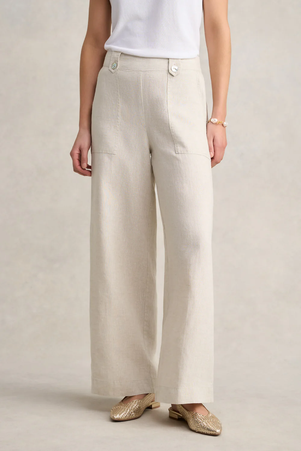Full Length Waist Tab Linen Pant - Natural Cross Dye - Skullriy