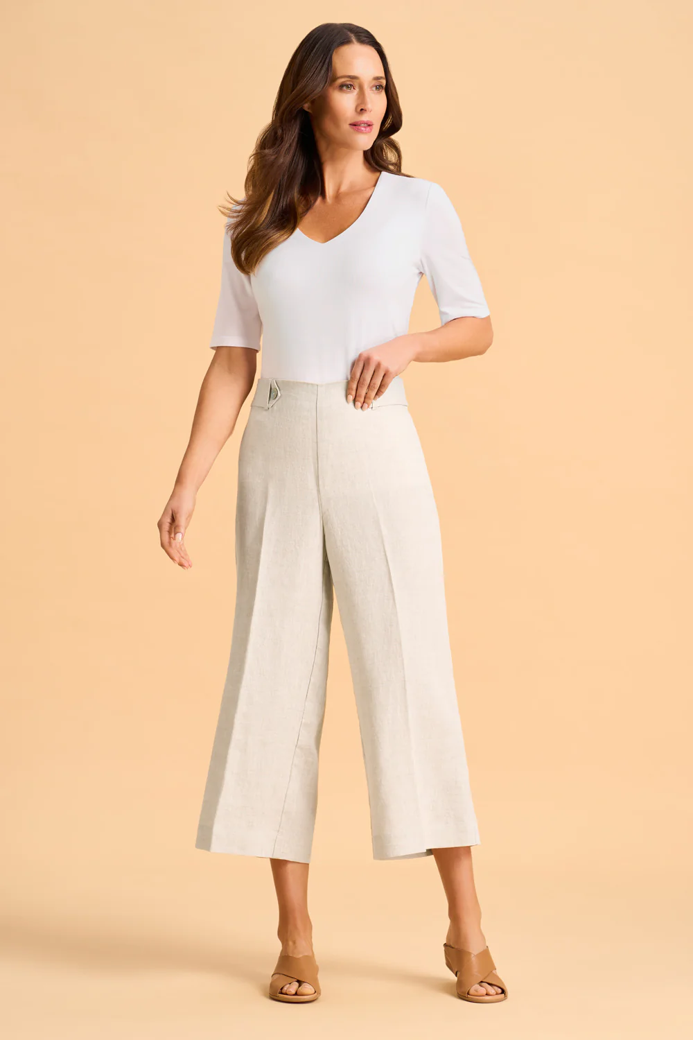 Waist Tab Linen Culotte - Natural Cross Dye - Skullriy