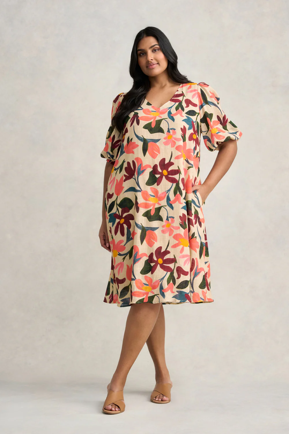 Printed Swing Dress - Joyful Floral - Skullriy