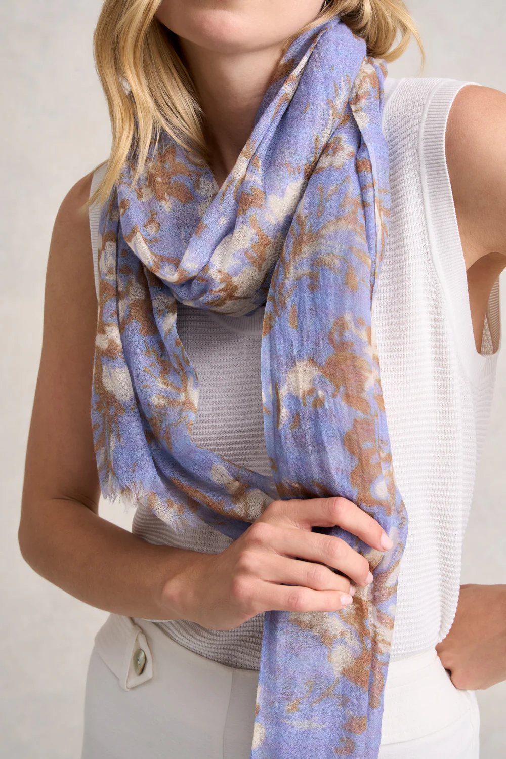 Lilac Floral Wool Scarf - Skullriy