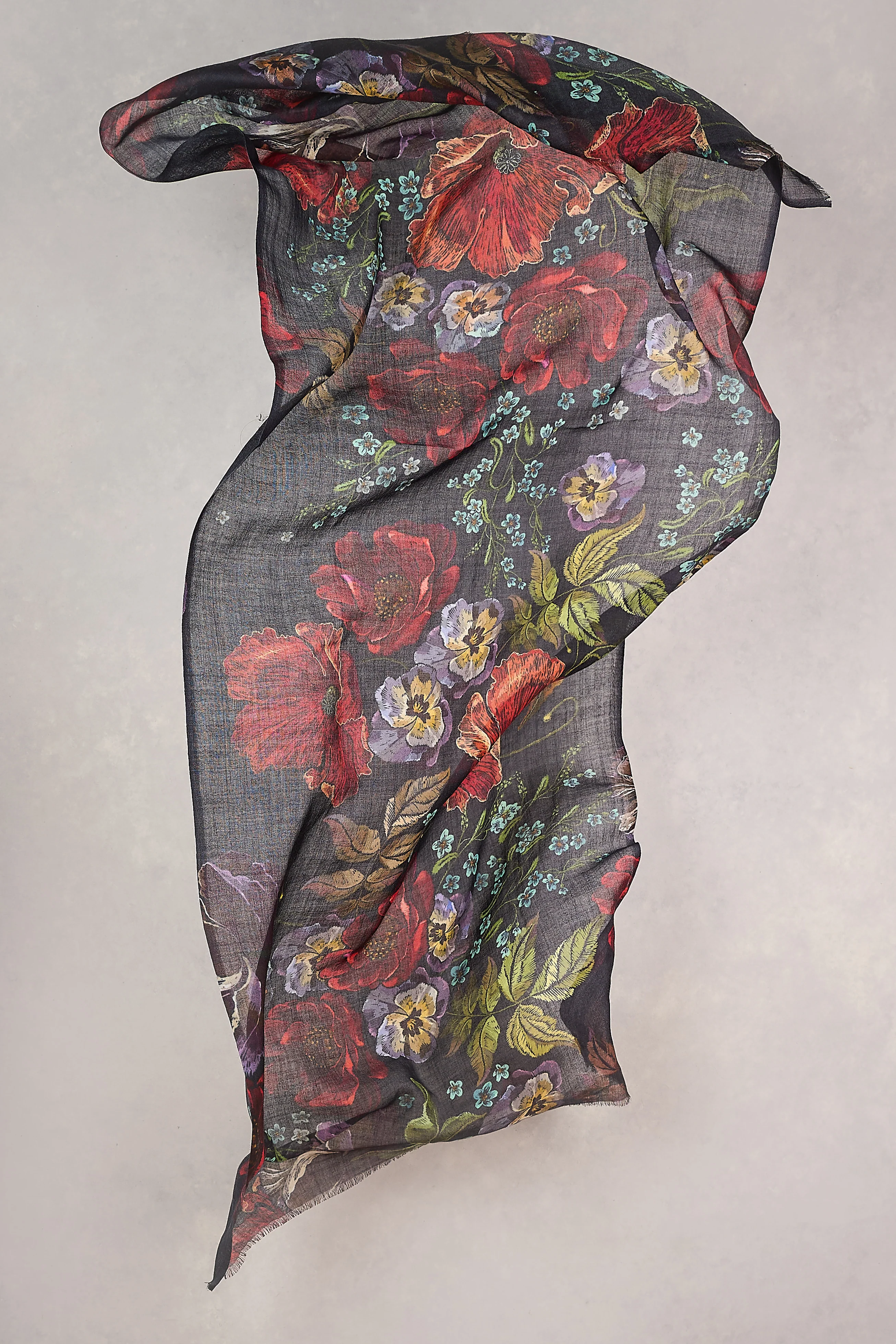 Midnight Floral Gardens Scarf - Multicolour - Skullriy