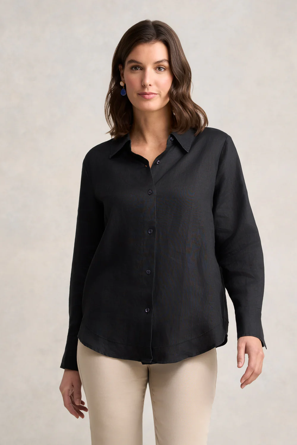 French Linen Shirt  C Black - Skullriy