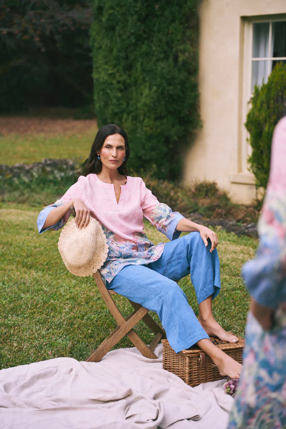 Wide Leg Full Length Pant  C Denim Chambray - Skullriy