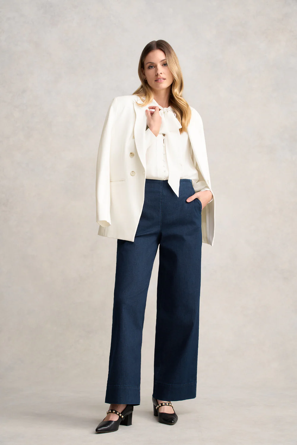 Silk Blend Shirt With Tie - Cream - Skullriy