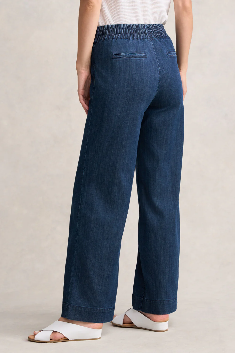Wide Leg Jeans - Mid Blue Denim - Skullriy