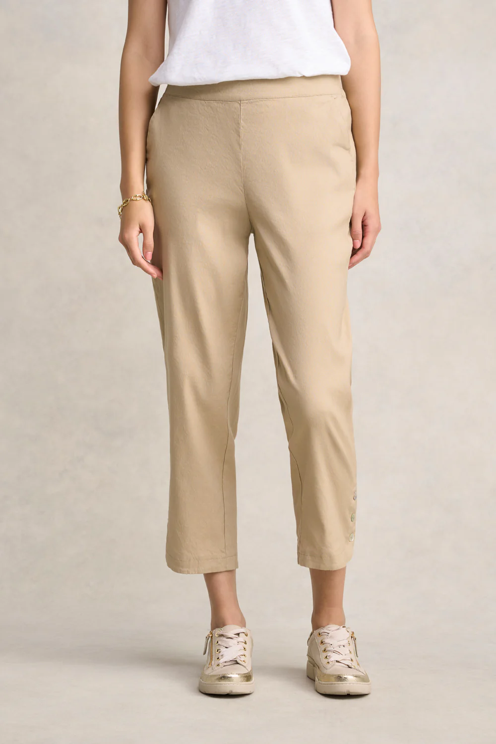 Curved Hem Linen Pant - Flax - Skullriy