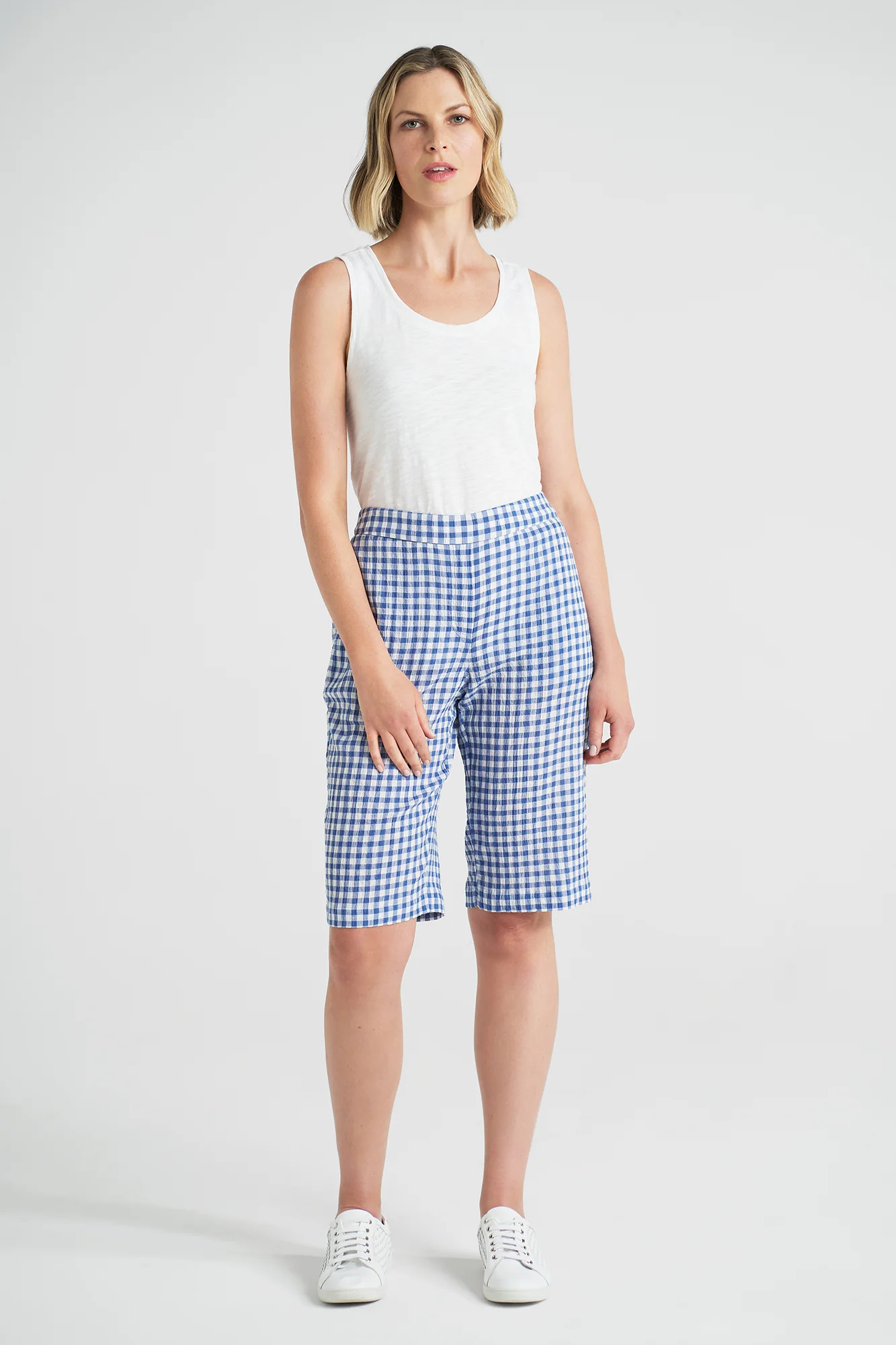 Cotton Gingham Short - Blue Gingham - Skullriy