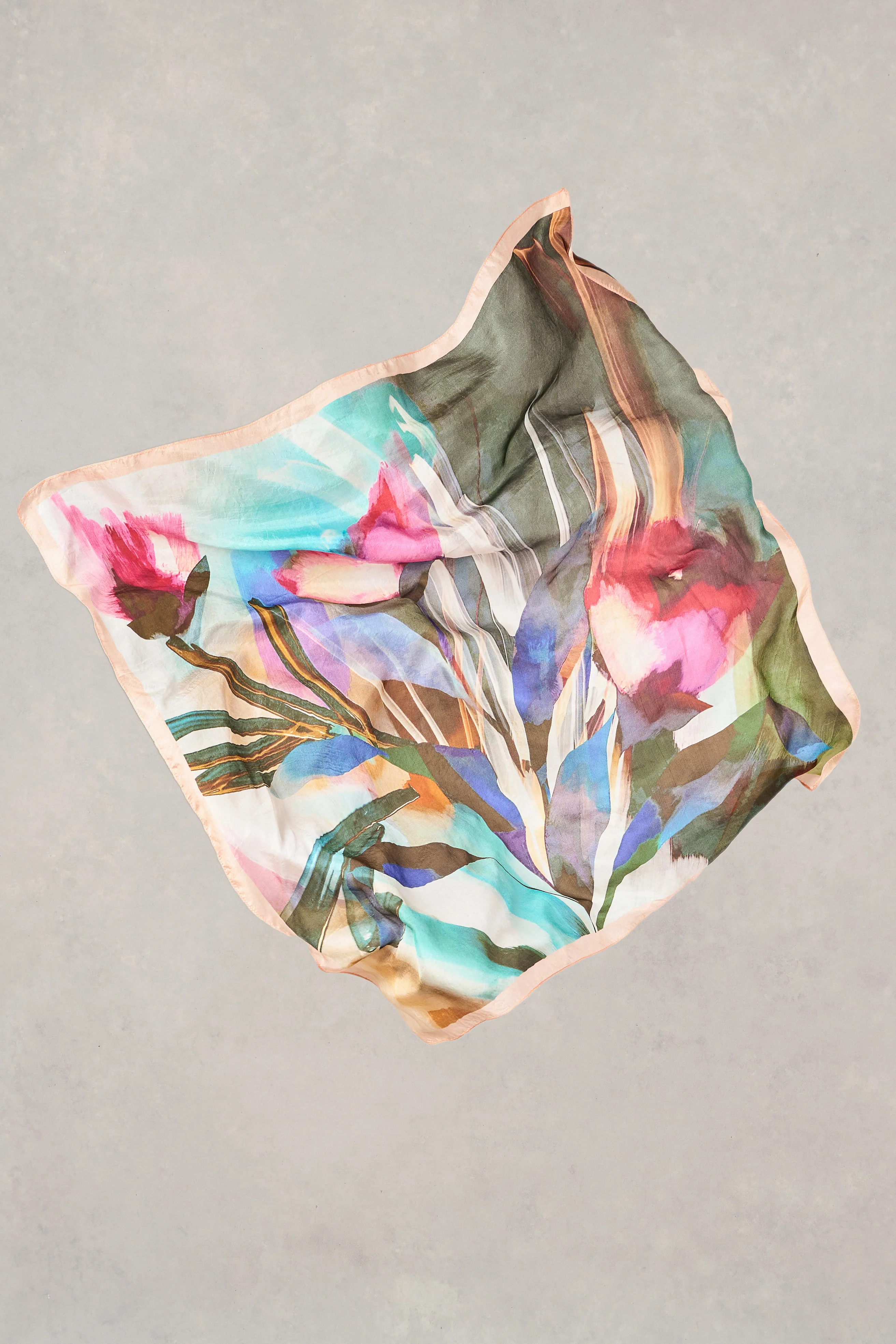 Flower Bed Silk Scarf - Multi - Skullriy