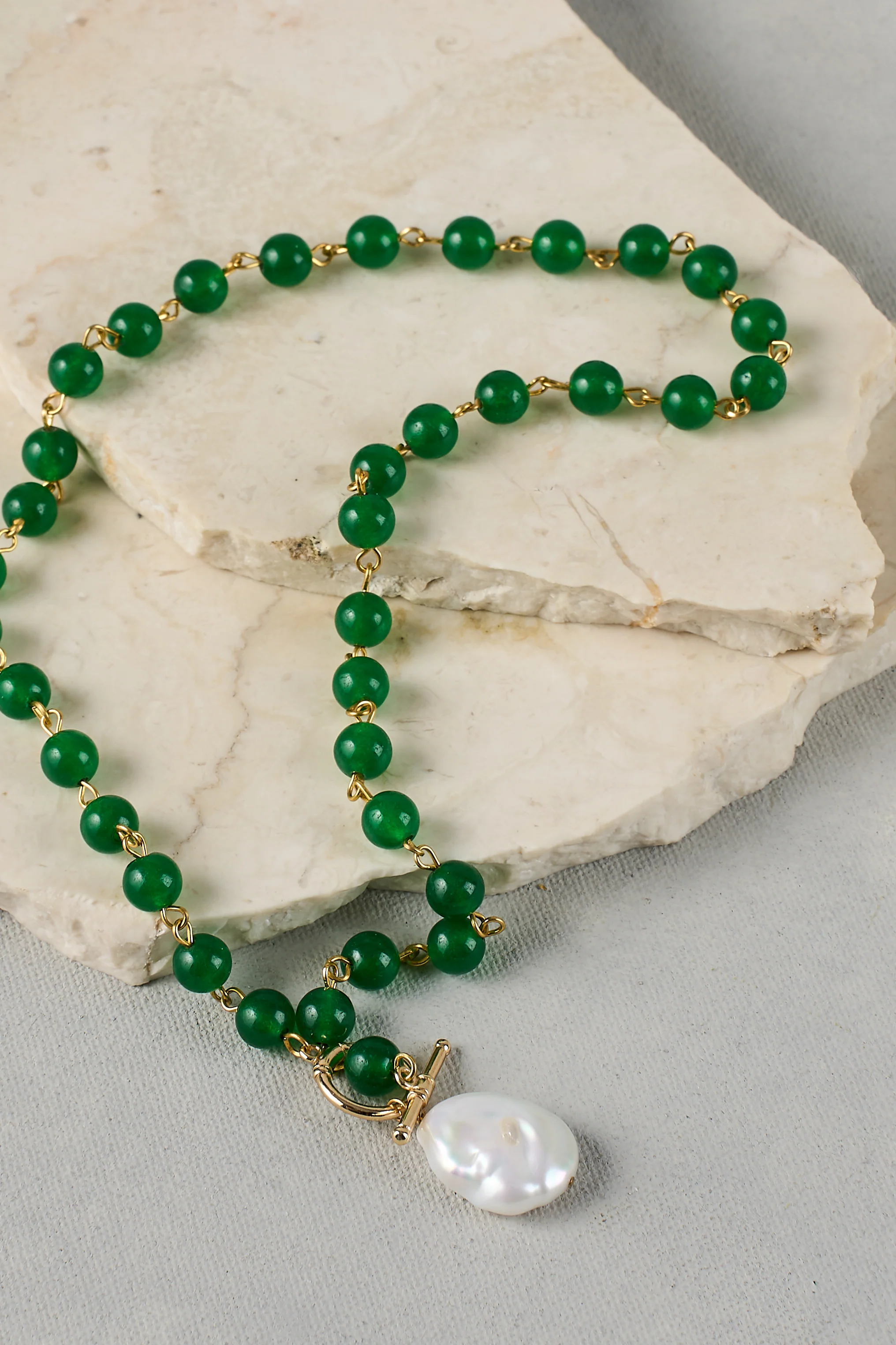 Pearl Pendant Necklace - Emerald - Skullriy