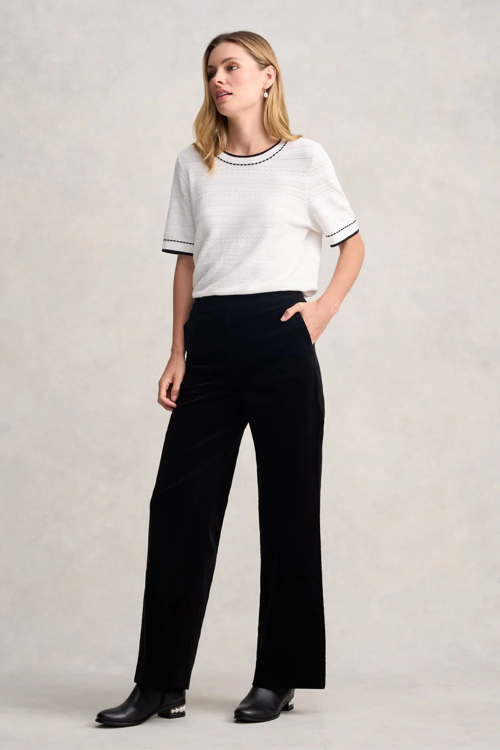 Wide Leg Cord Pant - Black - Skullriy