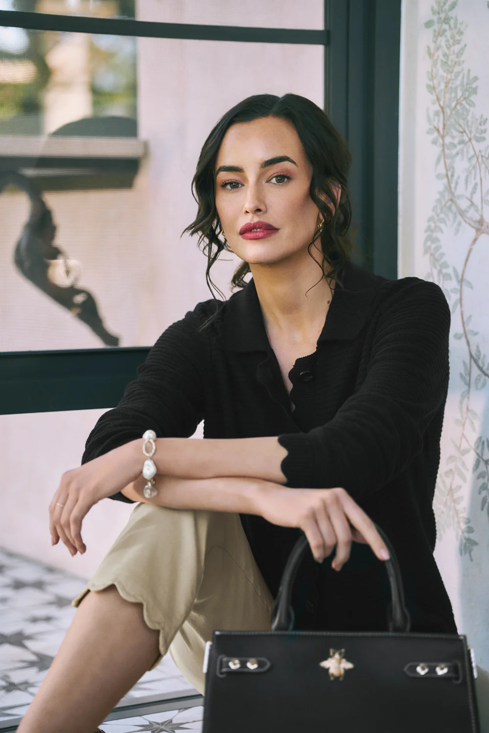 Scallop Detail Cardigan  C Black - Skullriy