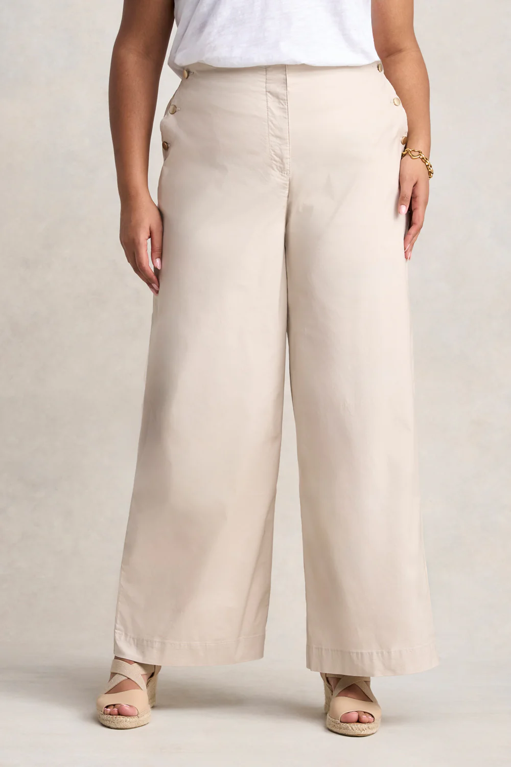 Cotton Wide Leg Pant - Pebble - Skullriy