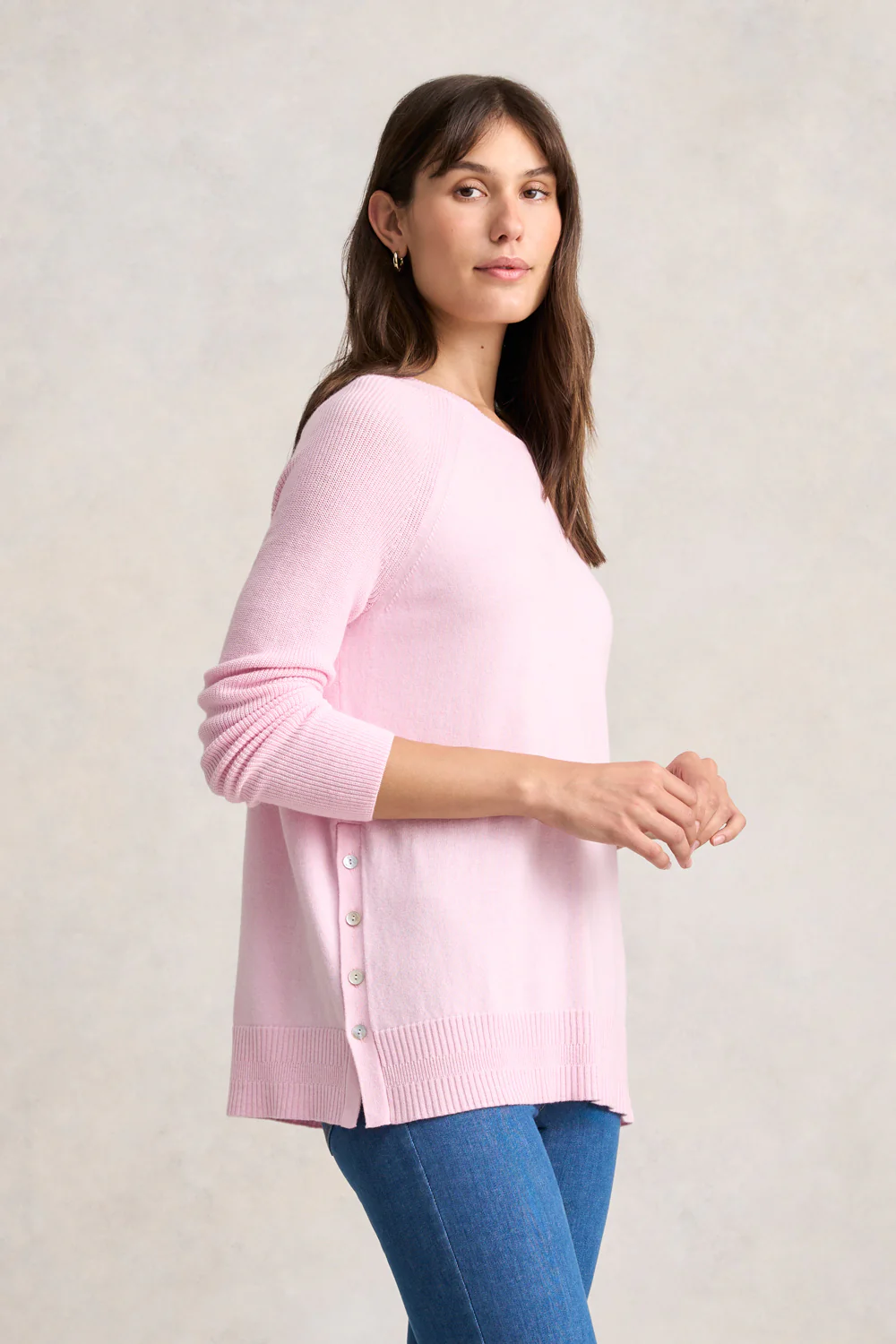 Button Side Detail Jumper - Ice Pink - Skullriy