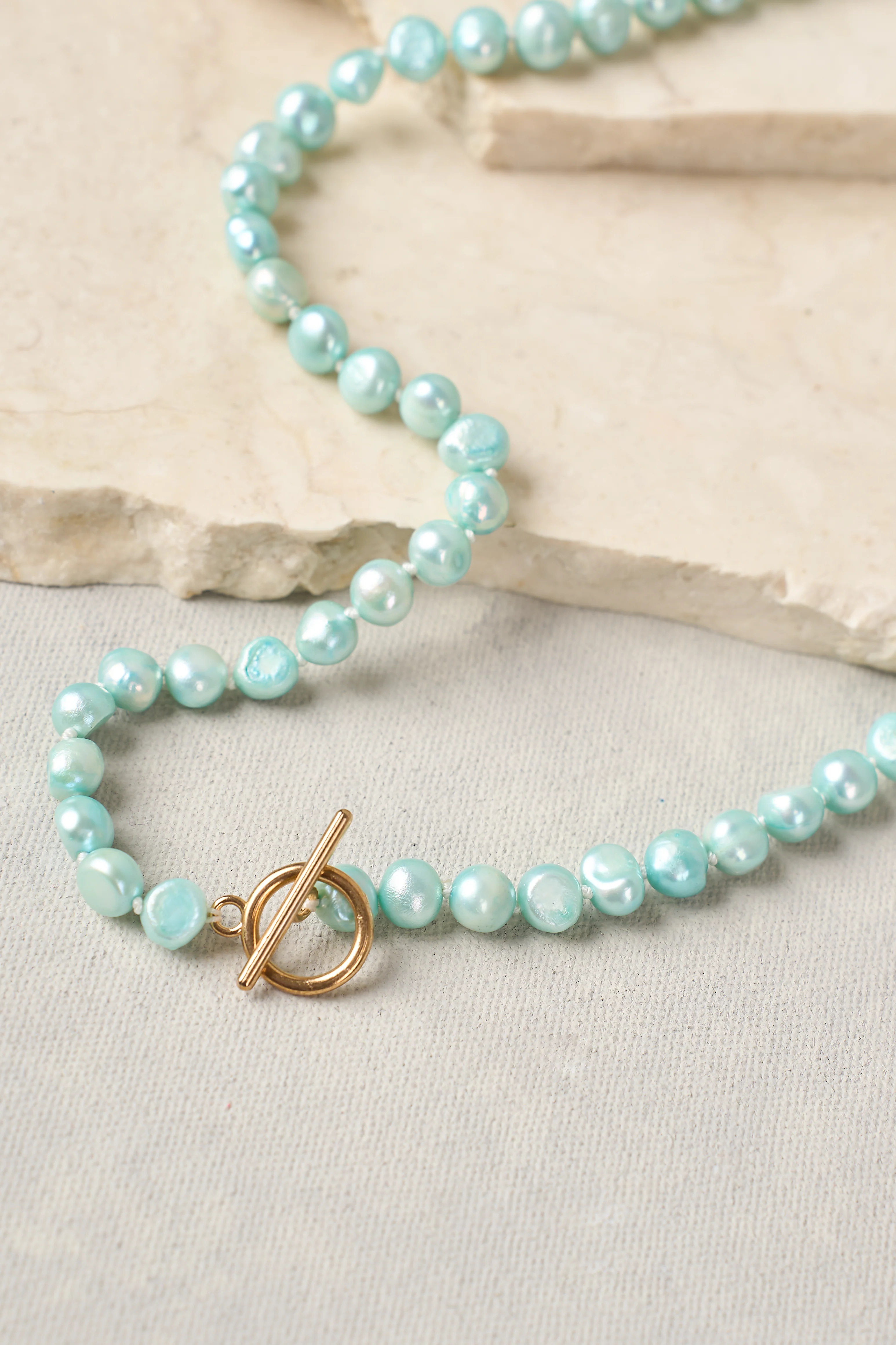 Aqua Blue Pearl Necklace - Skullriy