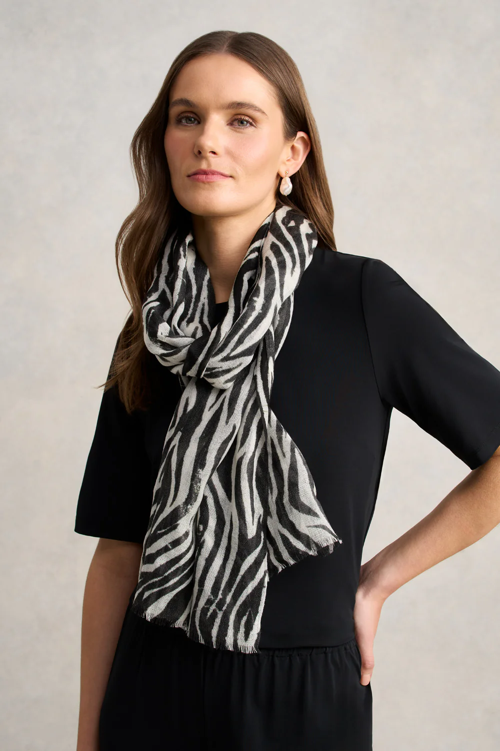 Zebra Scarf  C Black & Cream - Skullriy