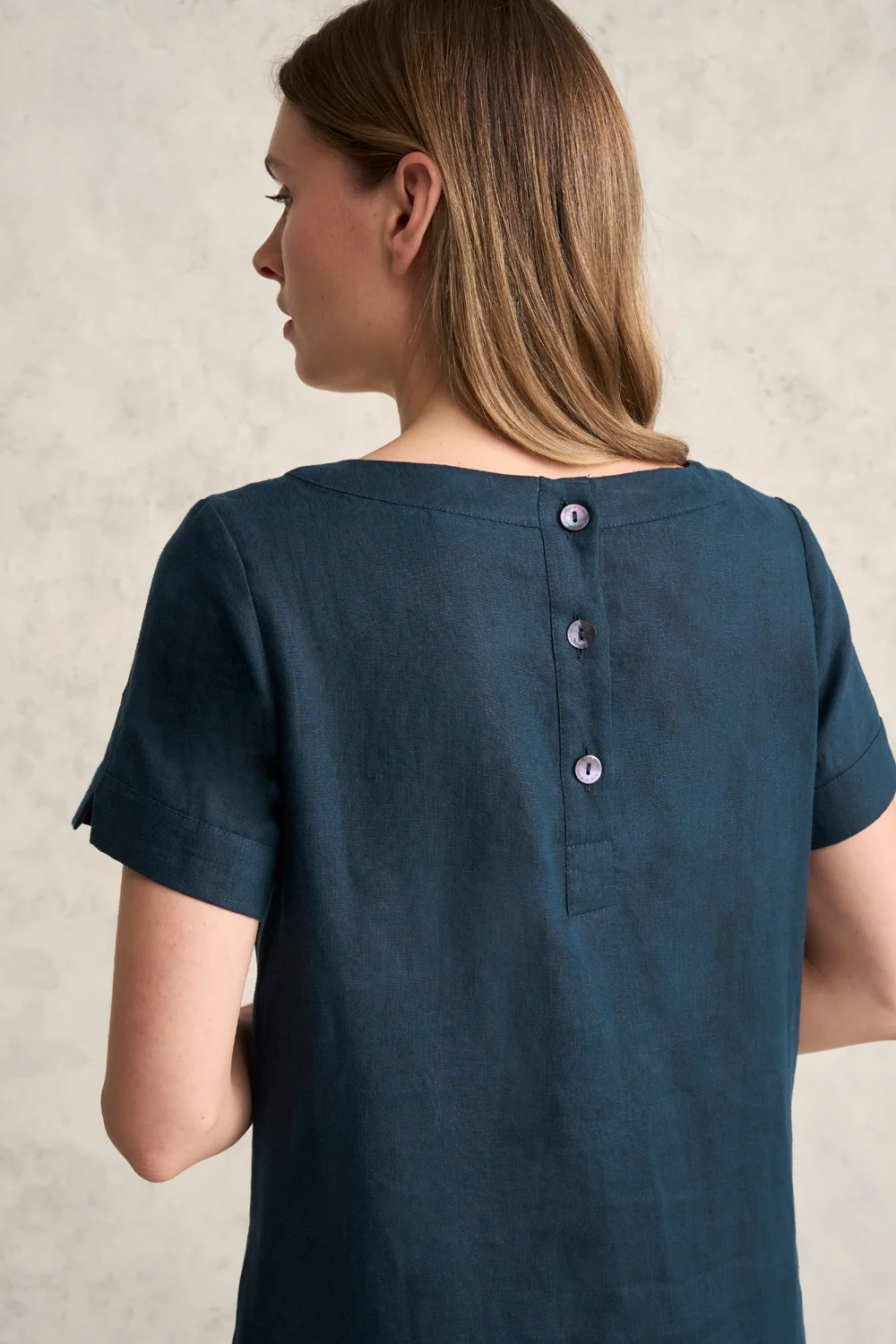 Scoop Neck Linen Dress - Ink - Skullriy