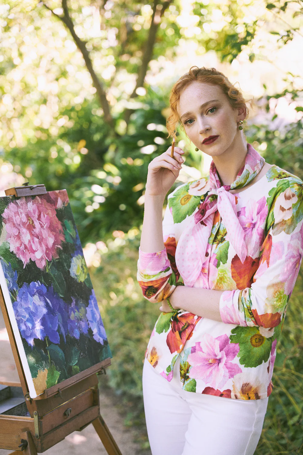 Printed Cotton Cardigan - Multi Floral - Skullriy