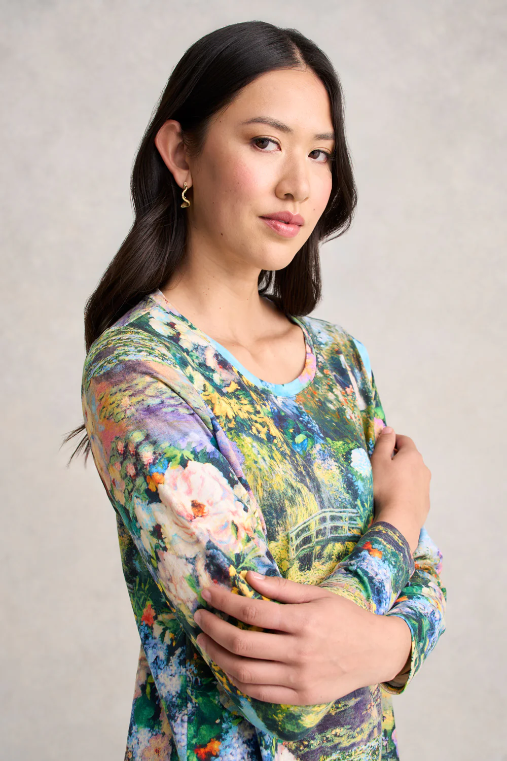 Long Sleeve Organic Cotton T-Shirt - Monet Garden - Skullriy