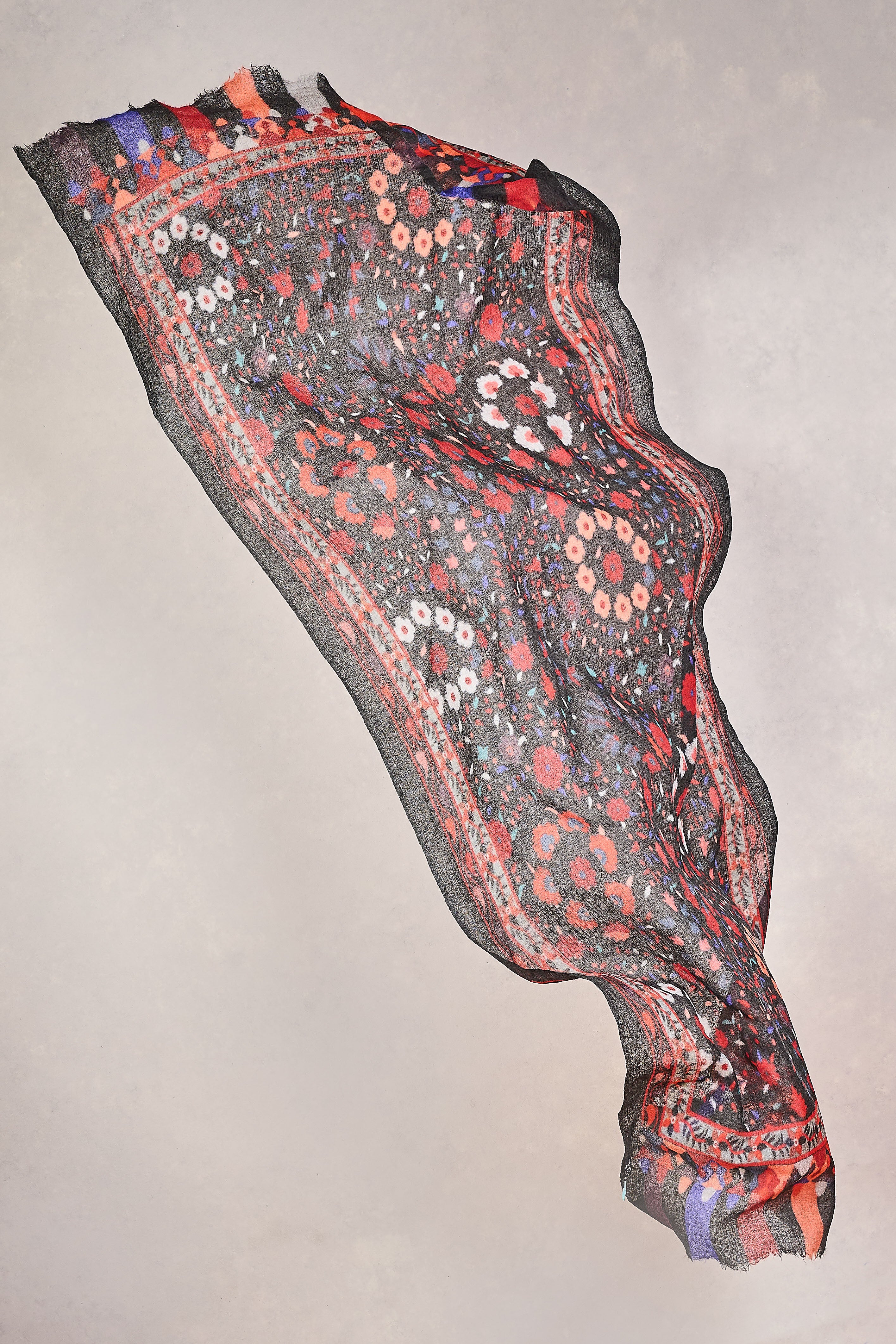 Rouge Floral Wool Scarf - Multi - Skullriy