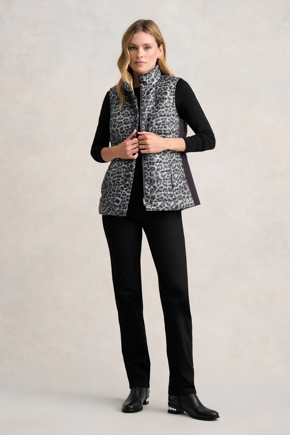 Reversible Puffer Vest - Black Leopard - Skullriy