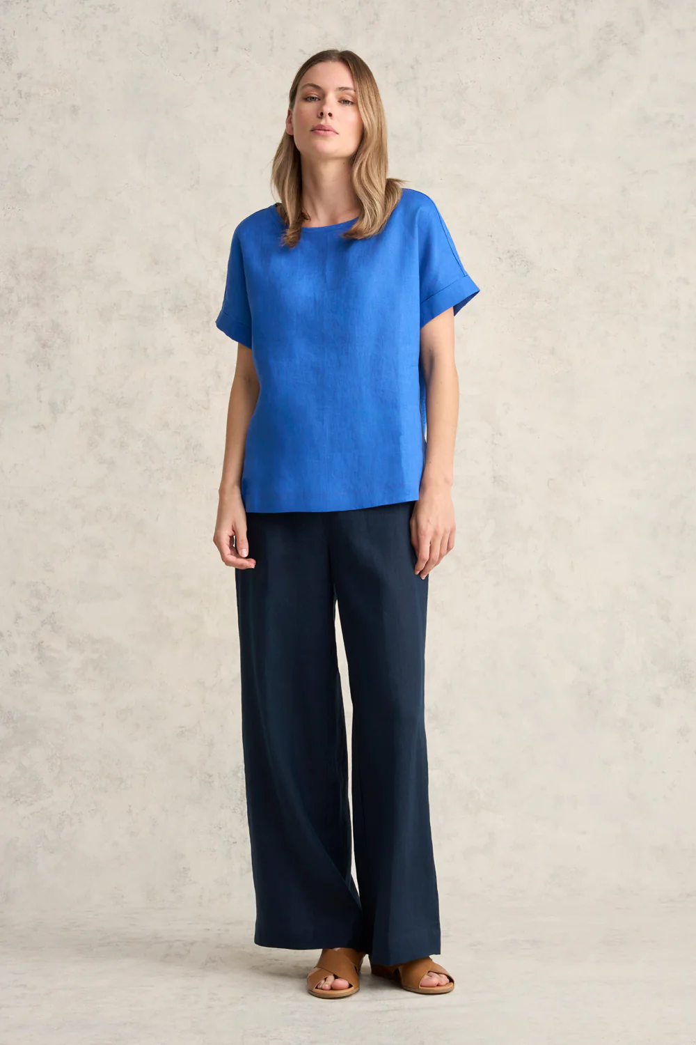 Linen Mix Top - Indigo Blue - Skullriy