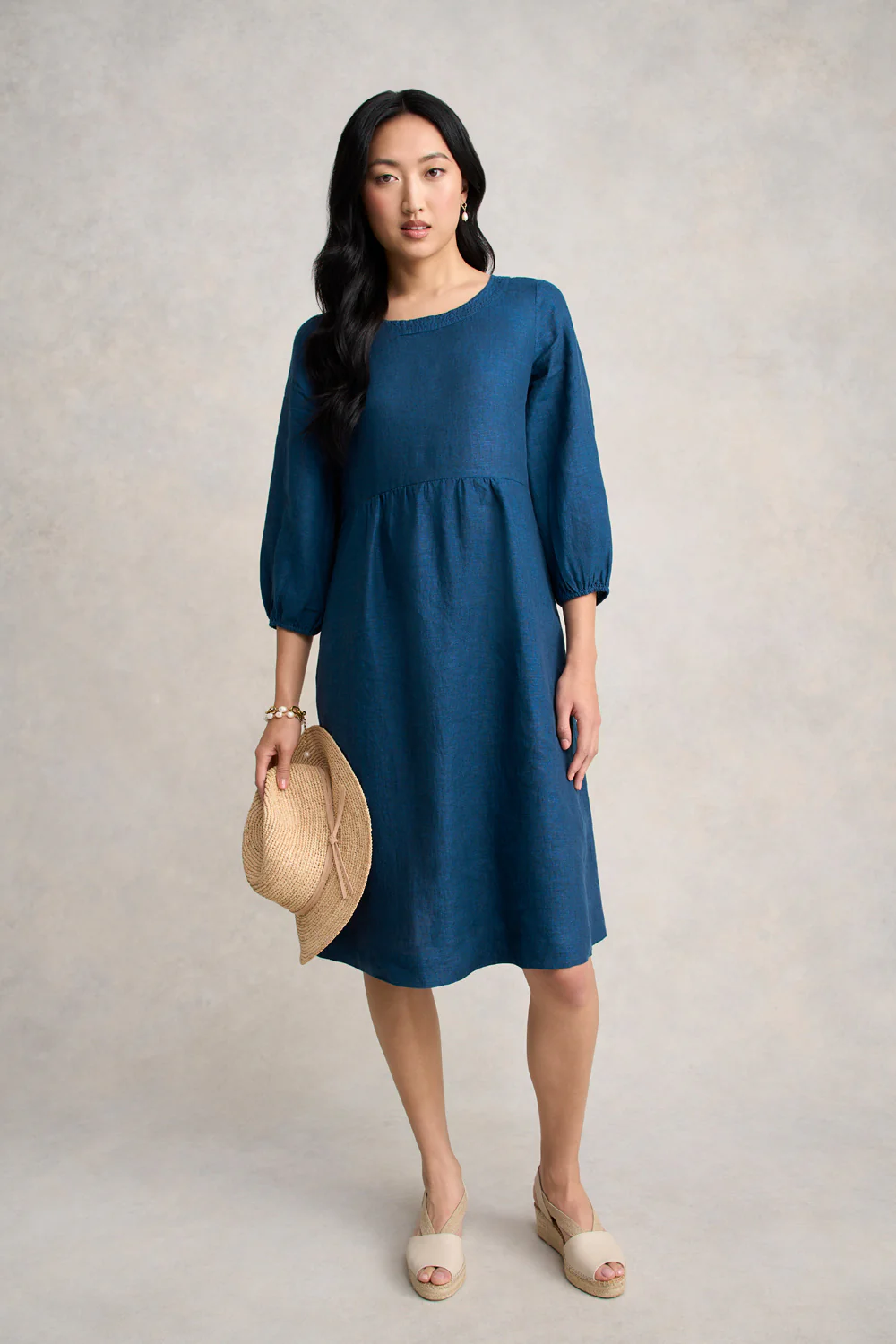 Linen Dress - Navy Delave - Skullriy