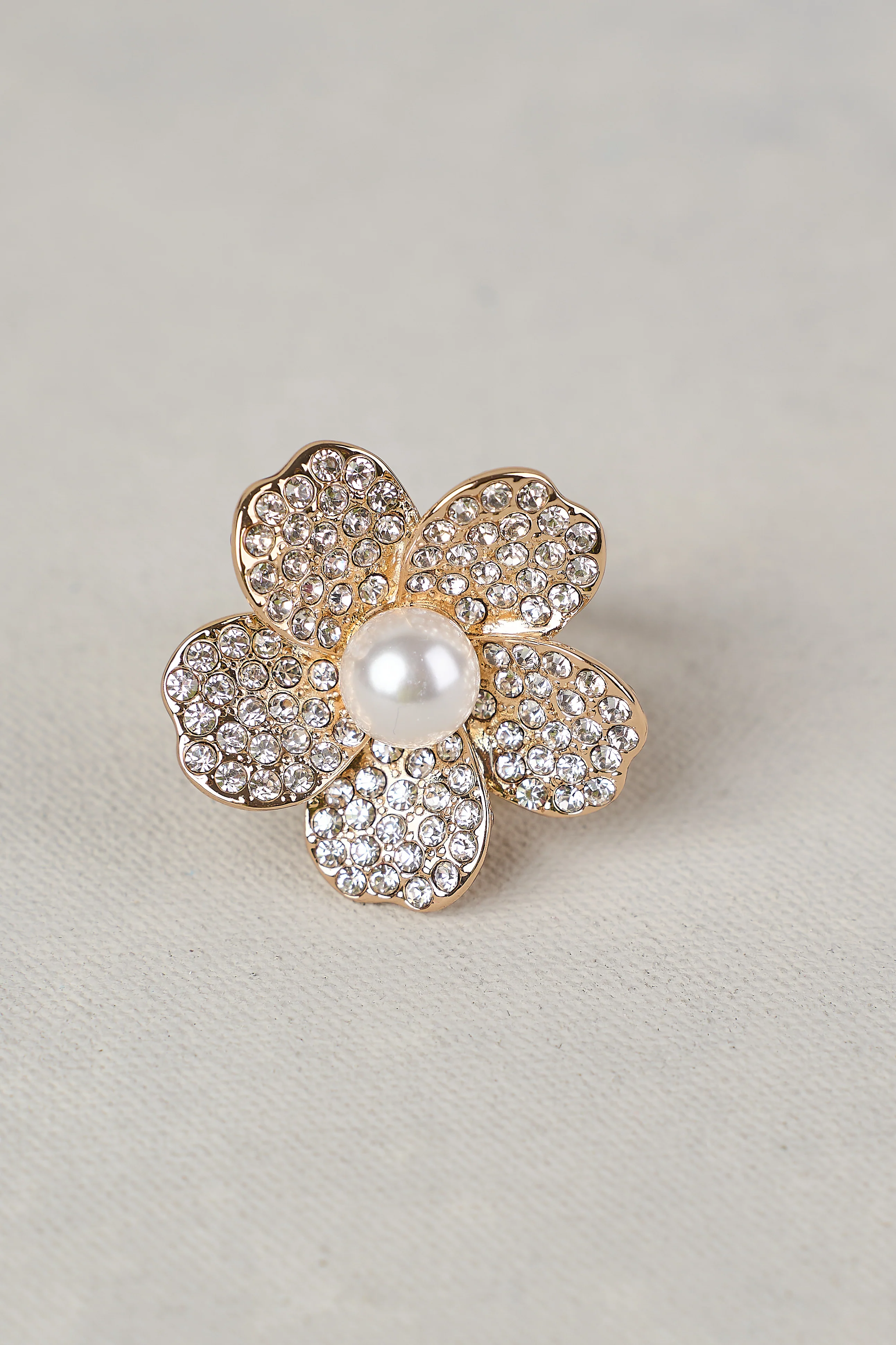 Diamante Floral Scarf Ring - White - Skullriy