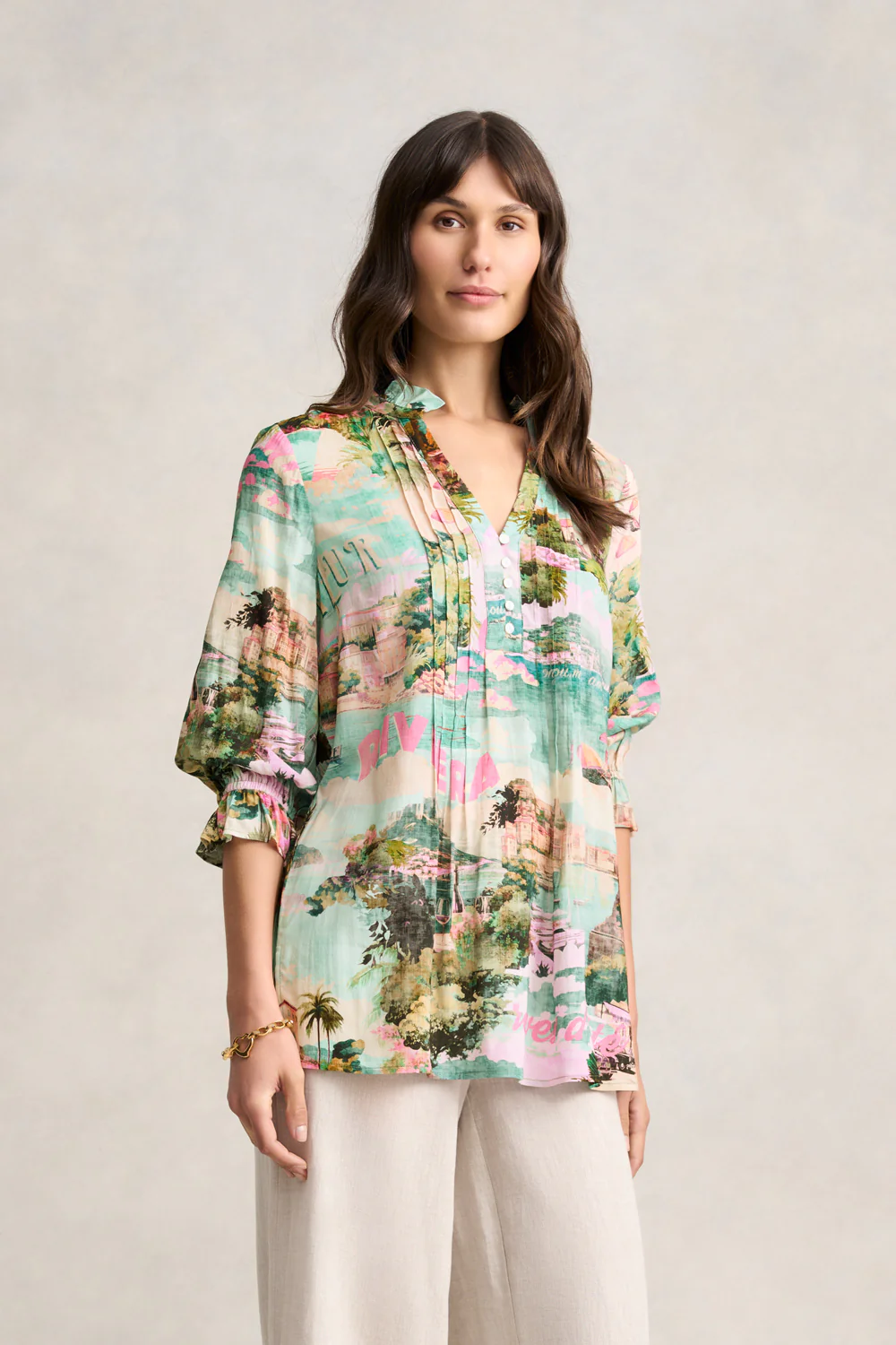 Pleat Front Kaftan - Holiday Print - Skullriy