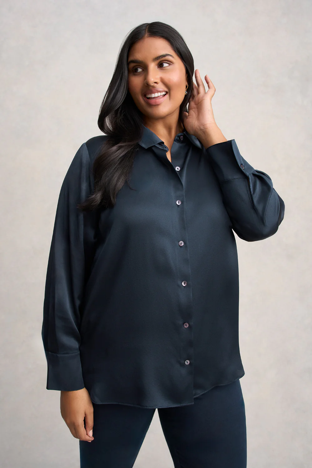 Stretch Silk Shirt - Ink - Skullriy