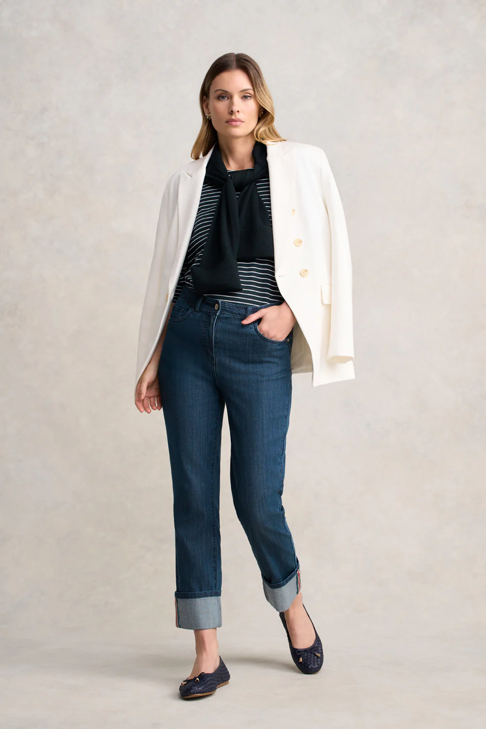 Stripe Long Sleeve T-Shirt - Ink & White Stripe - Skullriy