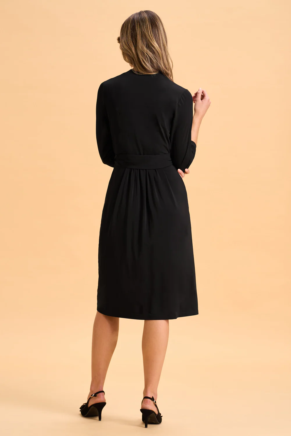Tie Waist Jersey Dress - Black - Skullriy