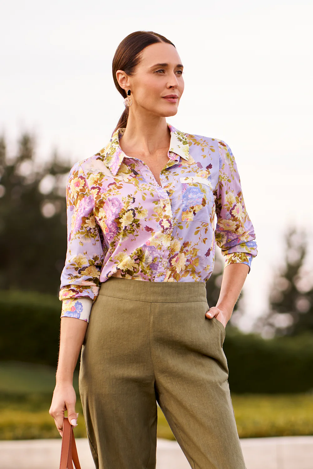 Beaded Mixed Print Shirt - Chantilly Mix - Skullriy