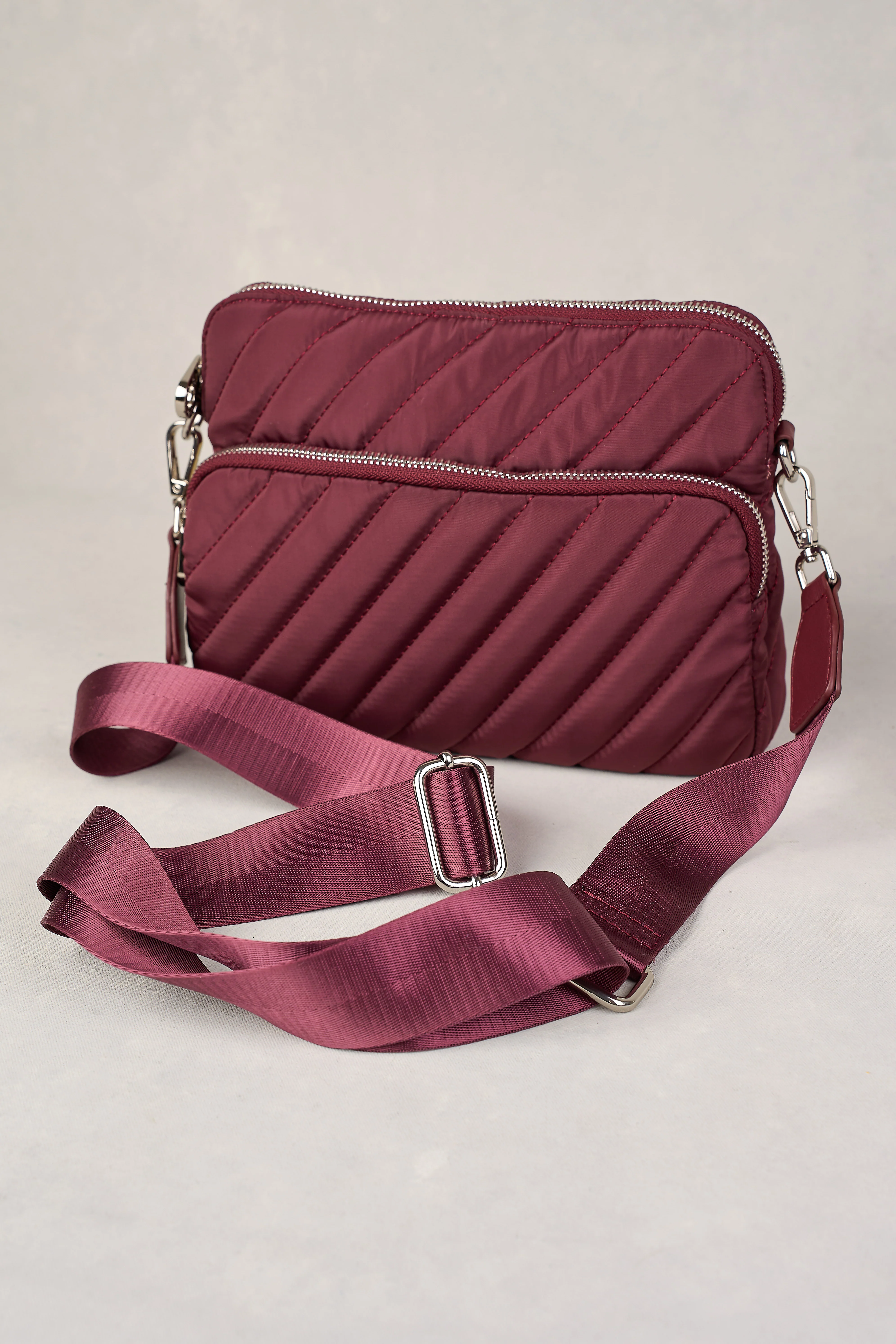 Manon Quilted Crossbody Bag - Merlot - Skullriy