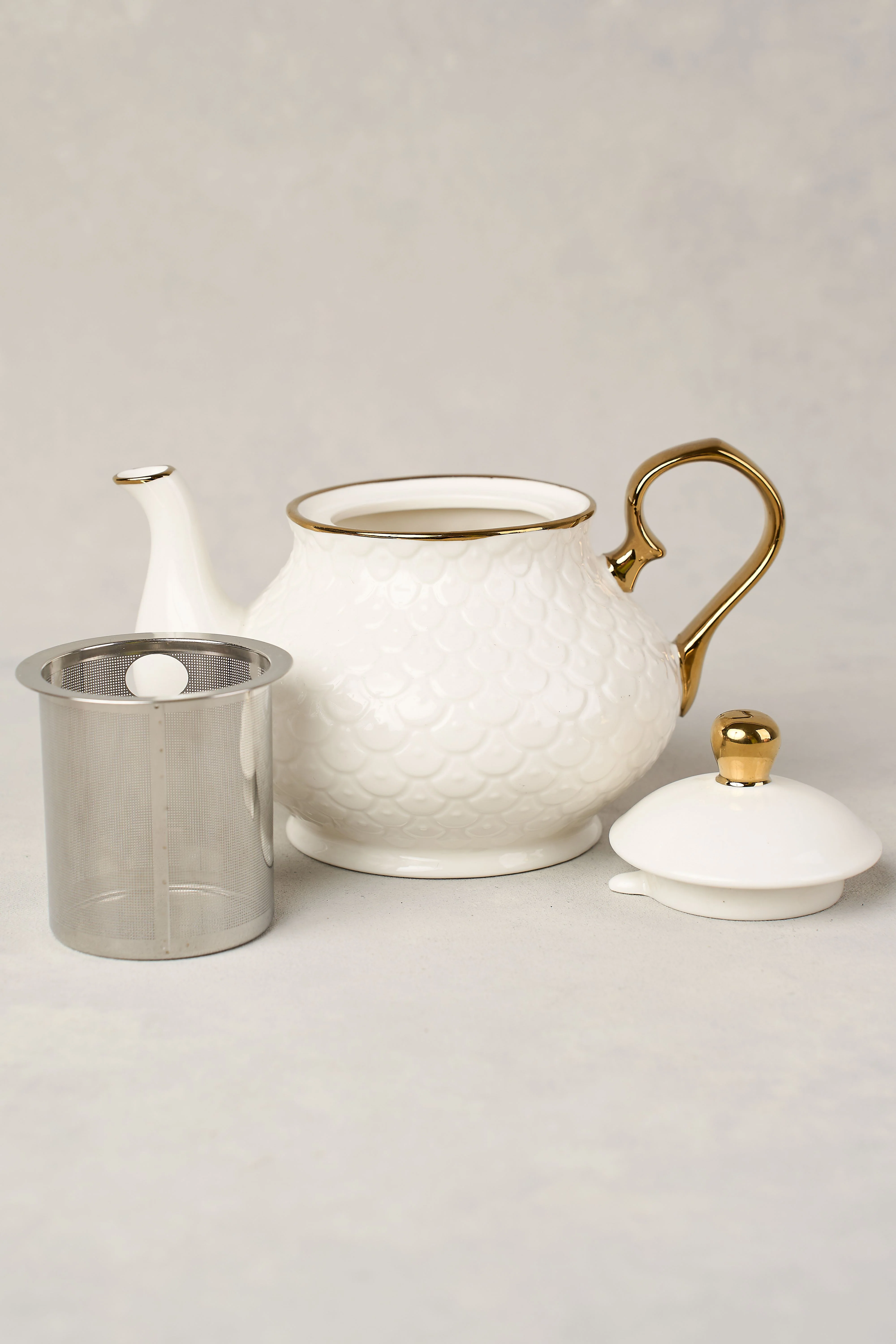 Ripple White Teapot - Skullriy