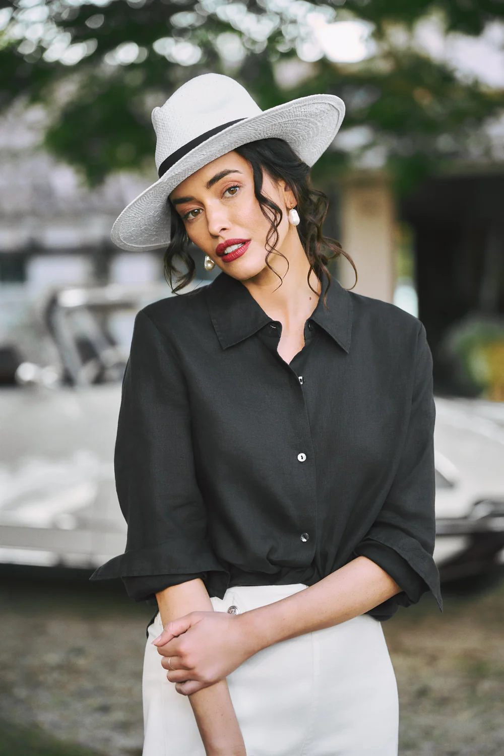 French Linen Shirt  C Black - Skullriy