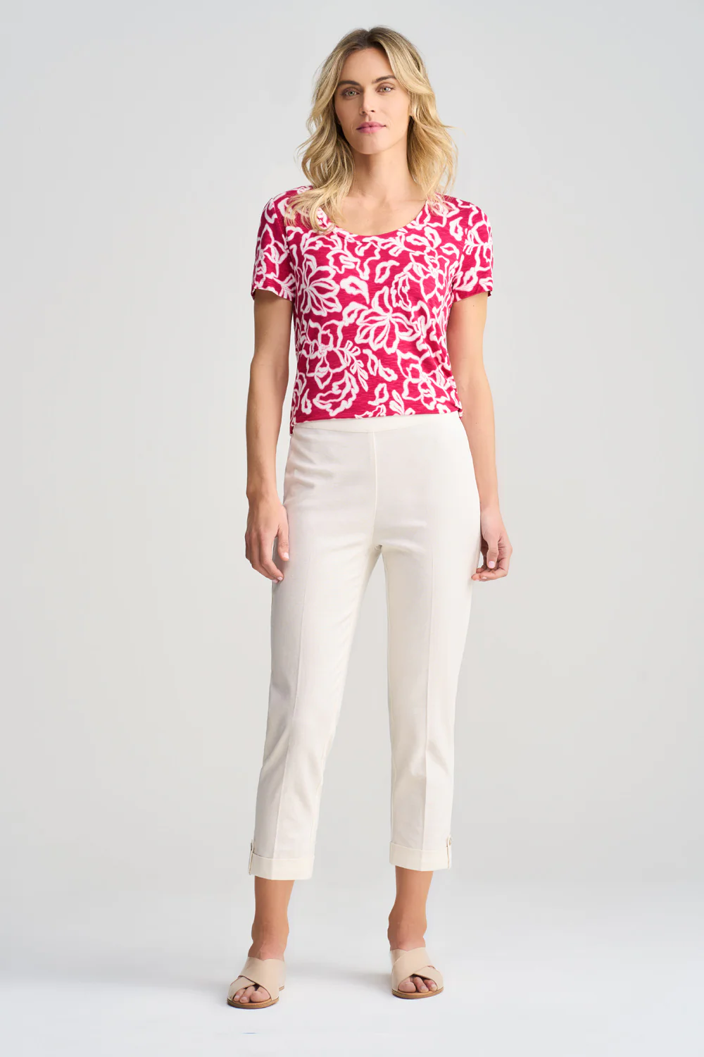 7/8 Tapered Pant with Cuff - Cream - Skullriy