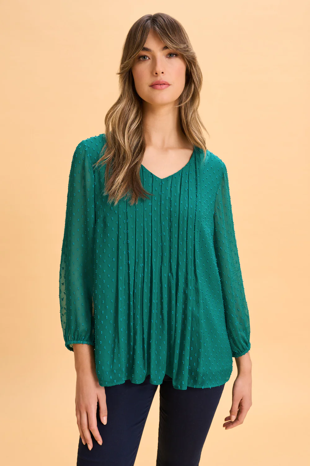 Clipped Georgette Blouse - Meadow Green - Skullriy