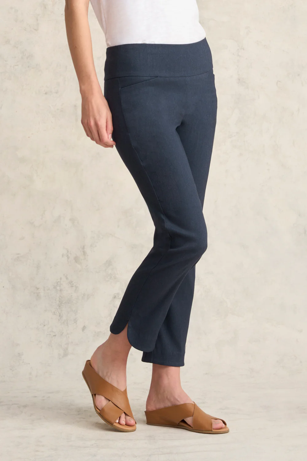 Curved Hem Pant - Navy Texture - Skullriy
