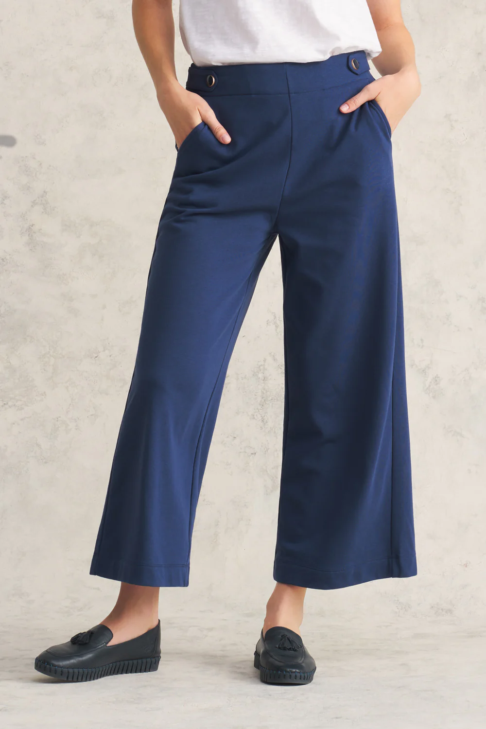 Cotton Culotte Track Pant - Deep Cobalt - Skullriy