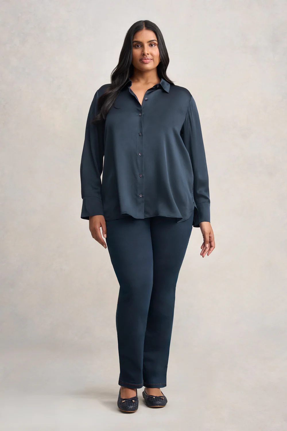 Stretch Silk Shirt - Ink - Skullriy