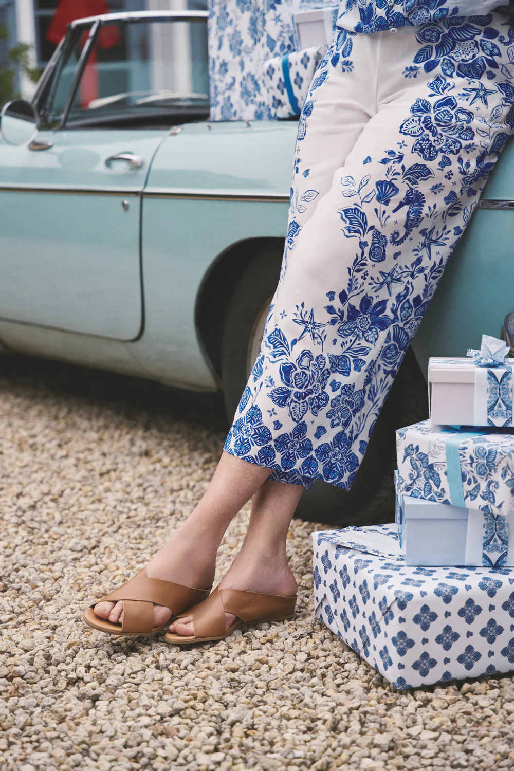 Border Print 7/8th Pant - Toile De Seaside - Skullriy