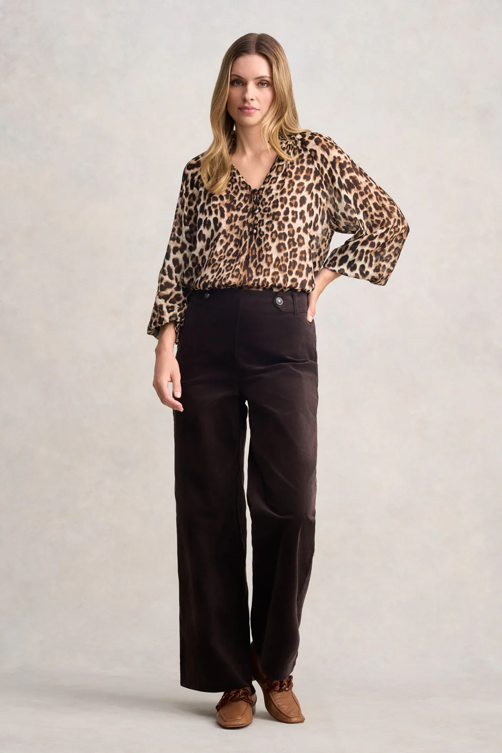 Wide Leg Velvet Pant - Chocolate - Skullriy