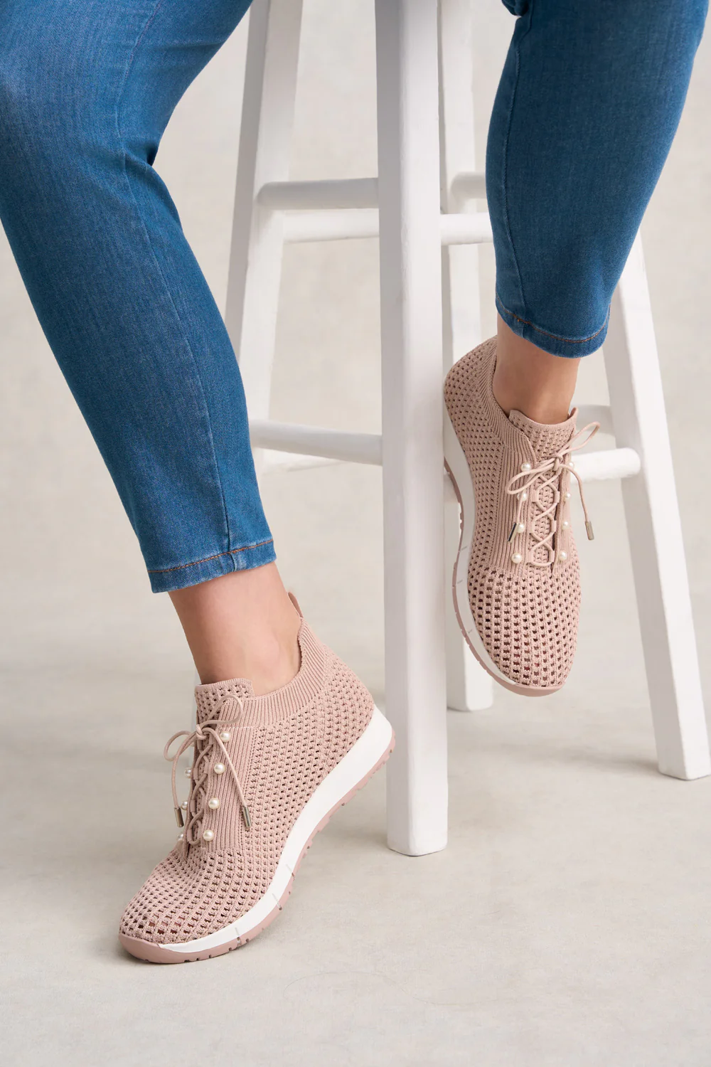 Perla Knit Sneaker - Dusty Pink - Skullriy