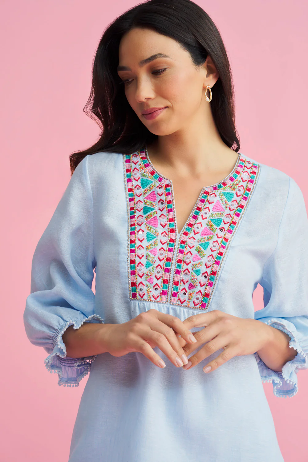 Embellished Tunic - Aqua Cross Dye - Skullriy