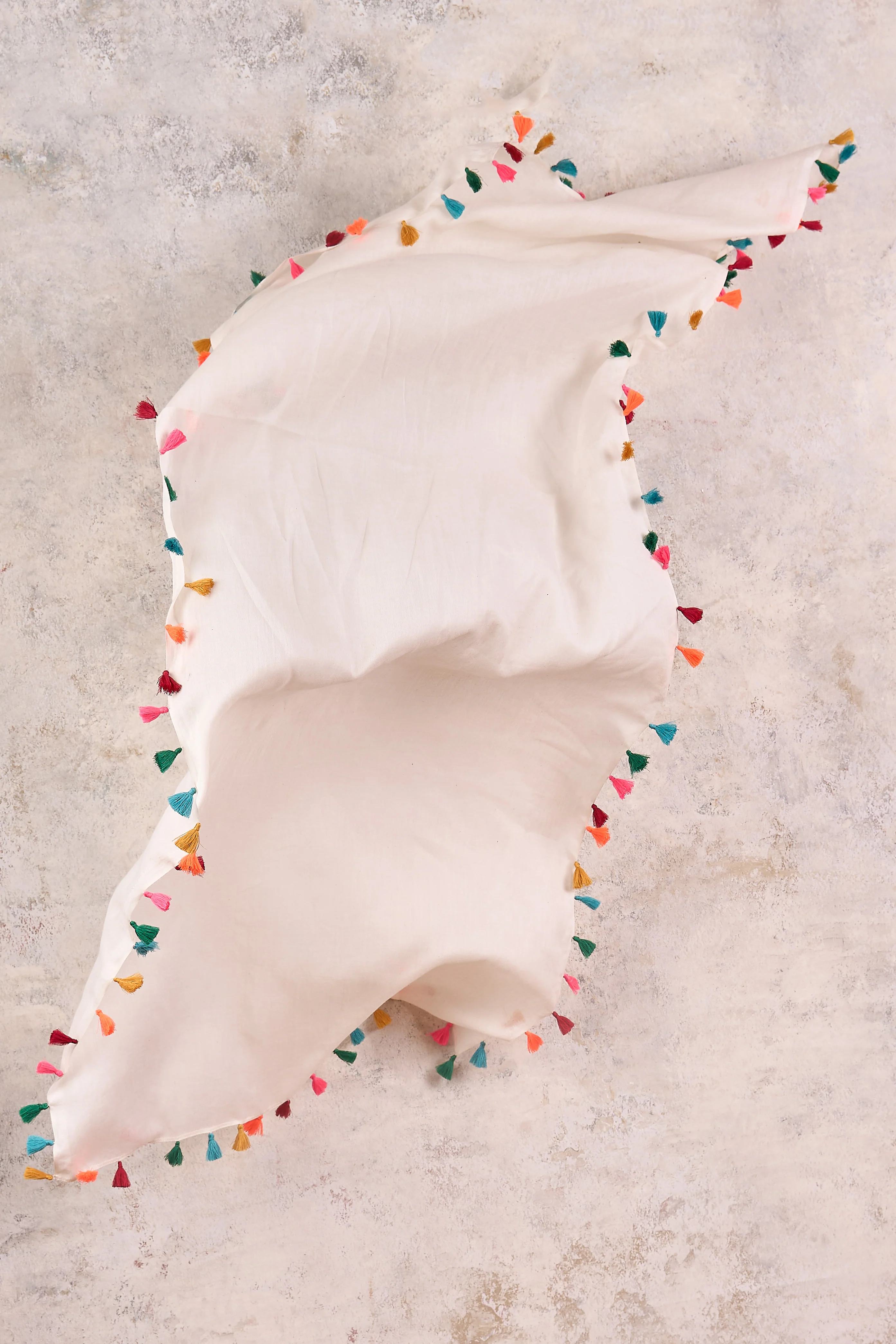 Fluoro Pom Trim Scarf - Multi - Skullriy