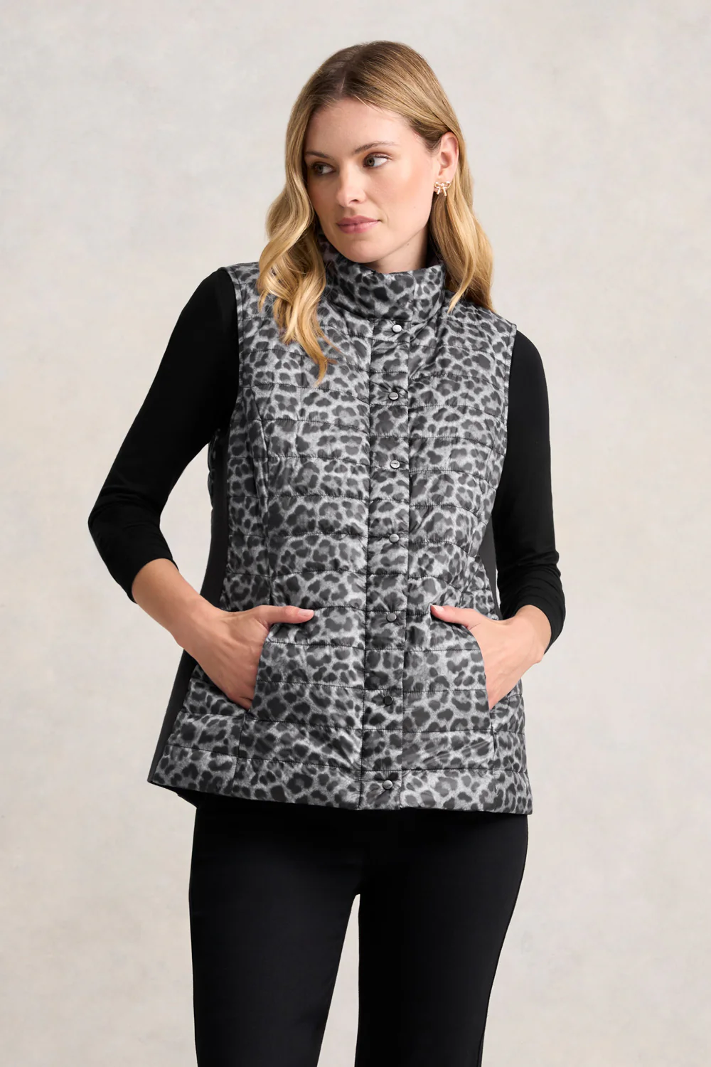 Reversible Puffer Vest - Black Leopard - Skullriy